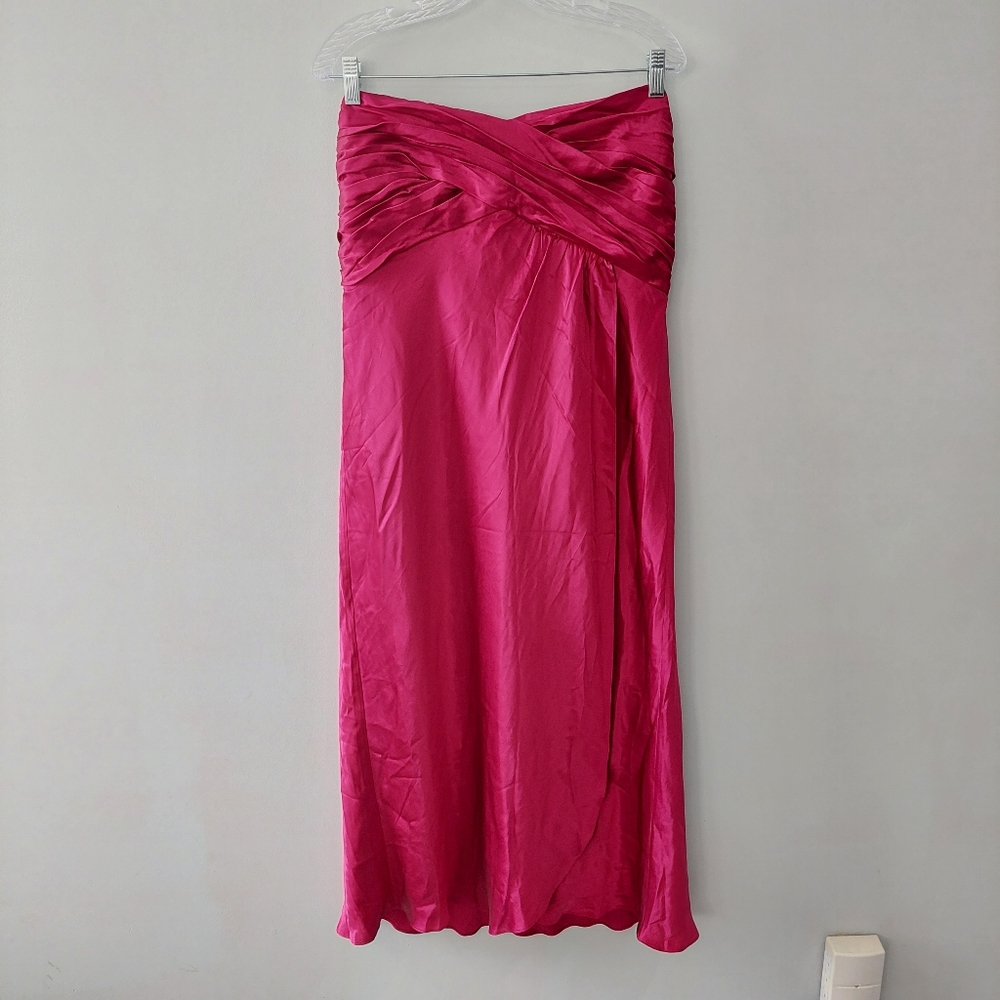 Banana Republic Silk Dress size 16 red strapless flowy lightweight NWT